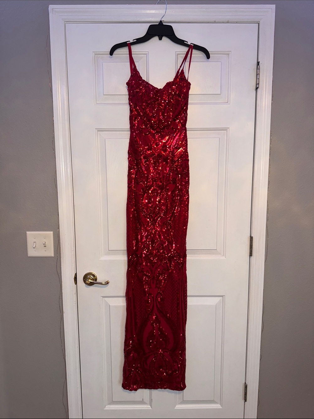 B. Smart Red Sequin Evening Gown